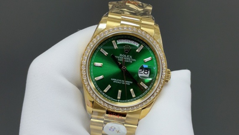 Best Edition with Automatic Movement Rolex Weekly Calendar 36mm Steel Belt Green Watch